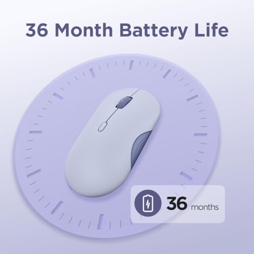 Lenovo 350 Wireless Bluetooth Mouse, Silent Click, 3 Level DPI (1000, 1600, 2400), 36 Month Battery Life, 2 Device Pairing, Meta Grape - color: Meta Grape
