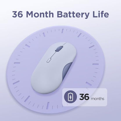 Lenovo 350 Wireless Bluetooth Mouse, Silent Click, 3 Level DPI (1000, 1600, 2400), 36 Month Battery Life, 2 Device Pairing, Meta Grape - color: Meta Grape