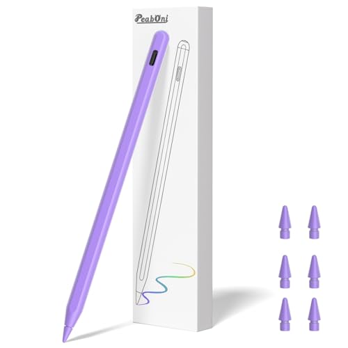 Stylus Pen for iPad, Magnetic Wireless Charging & USB C Fast Charge Pencil Compatible with Apple iPad (A16) 11/10/9/8/7/6th Generation, Pro 13"/12.9"/11", Air M3/M2/5/4/3, Mini (A17 Pro) 7/6/5 Purple - color: Purple+6pcs Replacement Nibs