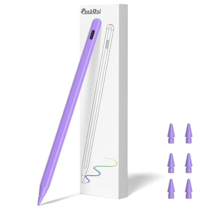 Stylus Pen for iPad, Magnetic Wireless Charging & USB C Fast Charge Pencil Compatible with Apple iPad (A16) 11/10/9/8/7/6th Generation, Pro 13"/12.9"/11", Air M3/M2/5/4/3, Mini (A17 Pro) 7/6/5 Purple - color: Purple+6pcs Replacement Nibs