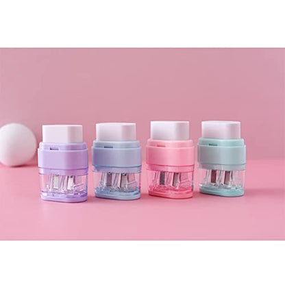 1PCS Manual Pencil Sharpener with Eraser, 2 Sharpening Holes Sharpener with Eraser for School, Office and Home Supplies (Purple) - color: Purple