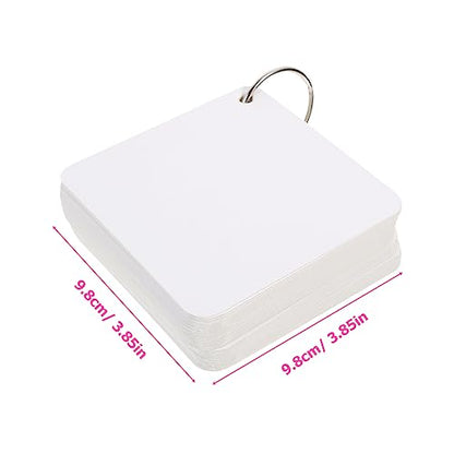Pre Punched Hole Index Cards with Binder Ring 200pc Blank Flash Cards for Learning - size: 9.8X9.8X0.01CM