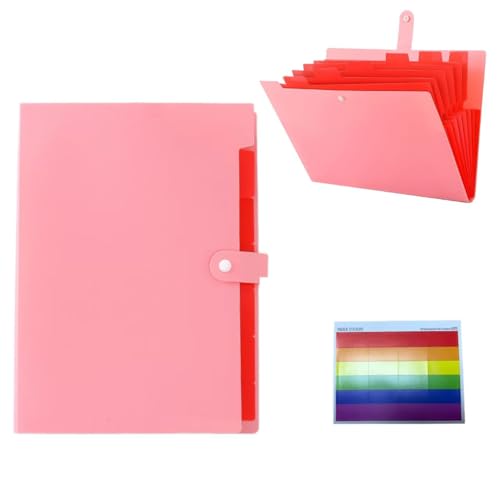 Pink Accordion File Folder,8 Pockets Expanding File Organize with Labels,A4 Letter Size Paper Document Receipt Organizer Accordion Filing Folder for Classroom,Home,Office - color: Pink