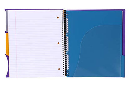 Mintra Office Durable PREMIUM Spiral Notebook, ((Purple, 3 Subject, 8.5in x 11in)), Fabric Covered Coils, No Snags, Removable Adjustable Pocket Dividers, Ruler, Organization, Customizable - color: Purple, size: 3 Subject (8.5in x 11in)