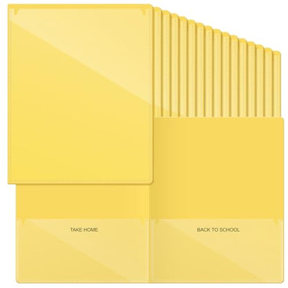Henoyso 72 Pcs Plastic Take Home Folders with 2 Pockets Parent Teacher Classroom Communication Homework Folder for Students Parent Teacher Connect (Yellow) - color: Yellow