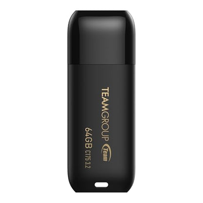 TEAMGROUP C175 64GB USB 3.2 Gen1(USB 3.1/3.0) Read100MB/s Flash Thumb Drive for Computer/Laptop Matte Black TC175364GB01 - size: 64GB