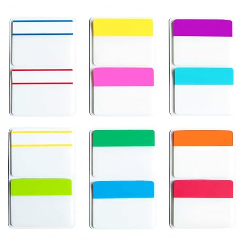 KICNIC 2 Inch Sticky Tabs Index Tabs 240 Pieces, Colored Reading Tabs Self Adhesive, Arrow Flags Pages Markers for Binder, Books, File Folders and Notebook [12 Colors] Writable, Repositionable - color: Neon Colors, size: 240pcs
