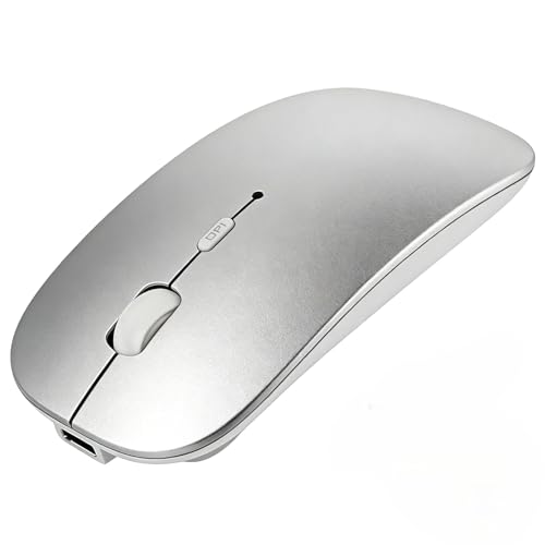 HOTDREAM Bluetooth Rechargeable Mouse for iPad Air/iPad Pro/Laptop/Tablet/iPhone/PC,Mac,MacBook,Silver - color: Silver