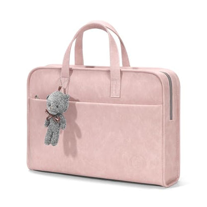 360° Protective Laptop Shoulder Bag Sleeve Case for 13-14.2 inch Notebooks, Compatible with 14 inch New MacBook Air Pro Max M4 M3 M2 M1, HP, Dell, Asus, Acer, with Airbags, Handle, Pink - color: Pink, size: 13-14.2