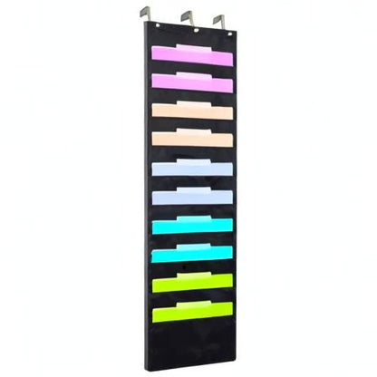 ZKOO 10 Pockets Hanging Wall File Organizer for A4 Size Paper/Legal/Letter Size Document, Sturdy Wall Mail Organizer Black Pocket Chart Great for Classroom, Office, Home Use with 3 Hangers - size: 10 Pocket