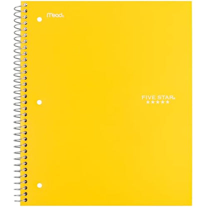 Five Star Spiral Notebook + Study App, 5 Subject, Wide Ruled Paper, 8" x 10-1/2", 200 Sheets, Fights Ink Bleed, Water Resistant Cover, Harvest Yellow (73469) - color: Yellow, size: 8" x 10.5" (Pack of 1)
