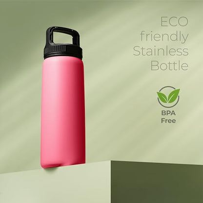 SipX™ 25 oz Insulated Water Bottle with 3 Lids – Leakproof Stainless Steel, Triple Insulated – Cold 24 Hours/Hot 12 Hours – Durable Bottle for School, Gym, Travel – Red - color: Red, size: 25 Ounces