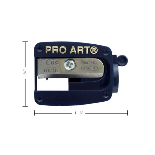 Pro Art Soft Lead Pencil Sharpener – Handheld Sharpener for Charcoal & Graphite, Plastic Body, Hi-Carbon Steel Blade, with Cleaning Stick, .88"x 1.25" Compact Size