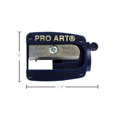 Pro Art Soft Lead Pencil Sharpener – Handheld Sharpener for Charcoal & Graphite, Plastic Body, Hi-Carbon Steel Blade, with Cleaning Stick, .88"x 1.25" Compact Size