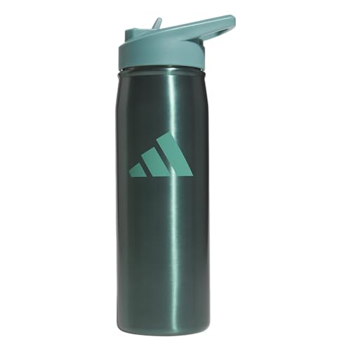 adidas Stainless Steel Metal Water Bottle 20 oz (600 mL) Straw Lid - color: Preloved Teal Green/Powder Teal Green