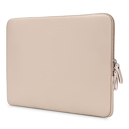 MOSISO Laptop Sleeve Bag 13.3 inch Compatible with MacBook Air/Pro, 13-13.3 inch Notebook, Compatible with MacBook Pro 14 2026-2021 M5 M4 M3 M2 M1, PU Leather Padded Bag Waterproof Case, Apricot - color: Apricot, size: 13.3 inch