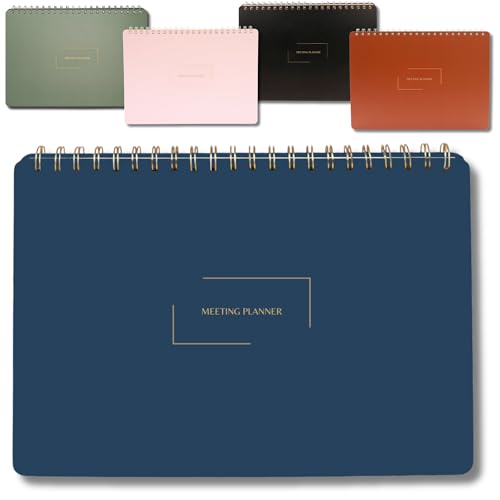| Meeting Notebook for Work | 8.25" x 11.75" | Project Planner | Simple Design | Multiple Layouts | Office and Business Planner (Navy, Meeting Planner - Landscape) - color: Navy, size: Meeting Planner - Landscape
