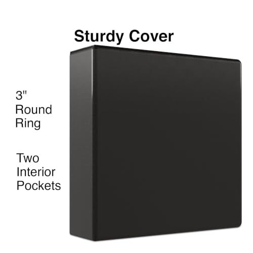 Staples 3" 3-Ring View Binder, Black, 4/Pack - color: Black, size: 4 Pack, style: 3'' Inch
