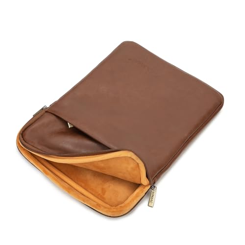 Kinmac 360° Protective Vertical Laptop Sleeve Case Cover Bag (Coffee PU, 12.5 inch-13.3 inch) - color: Coffee PU, size: 12.5 inch-13.3 inch