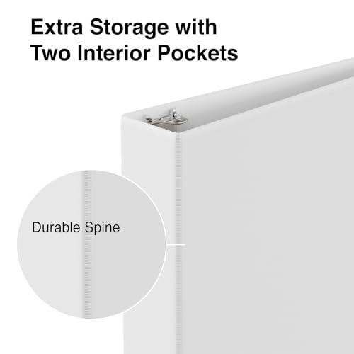 Staples 2" 3-Ring View Binder, White, 4/Pack - color: White, size: 4 Pack, style: 2'' Inch
