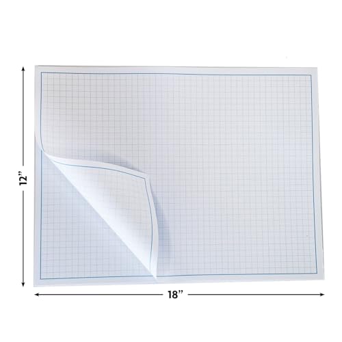 Reskid Blueprint and Graph Paper Pad - 50 Sheets Per Pad - 70lb Text - For Drawing, Designing, and More - Perfect Tool for Young Artists, Budding Designers, and Classroom Use (5, 12x18) - size: 12x18