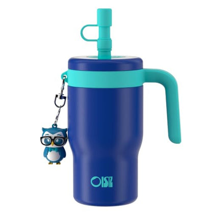 OISIZ 14oz Kids Tumbler with Straw Lid & Handle,Kids Cup with Animal Accessory for School,Kids Water Bottles with Dust-proof Cover,Leakproof Water Bottles,316 Stainless Steel,Keep Cold 24 Hours-blue - color: Midnight Blue