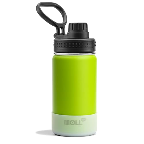 12 oz Water Bottle for Kids Stainless Steel Vacuum Insulated Wide Mouth Sports Water Bottle-Small Metal Water Flask for Girls Boys, BPA-Free(Apple Green) - color: Apple Green, size: 12 Ounces