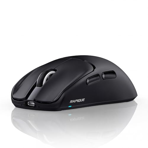 RAPIQUE Wireless Mouse, 53g Ultra-Light, Bluetooth 5.1 & 2.4GHz Dual Mode, USB-C Rechargeable, Silent Click, 3 DPI Levels, Side Buttons, for Laptop, PC, MacBook - color: Black