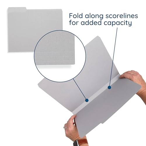 Blue Summit Supplies 100 Gray File Folders, Letter Size, 1/3 Cut Tab, 11pt | Durable 11pt gray paper, 1/3 cut tabs, holds letter documents, home and office color coded filing - color: Gray