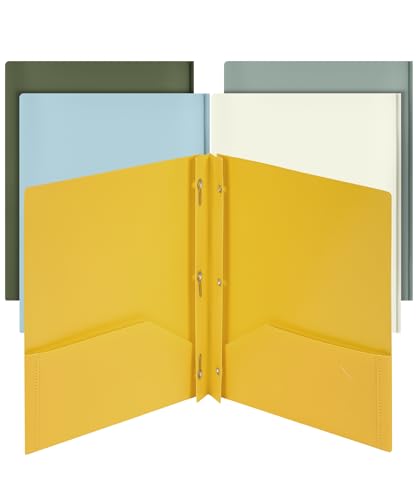 Mr. Pen- Plastic Folders with Pockets and Prongs, 5 Pack, Letter Size | Earthlight Colors, Flexible Plastic Folders with Prongs & Card Slot - color: Earthlight Colors, size: 5 Pack