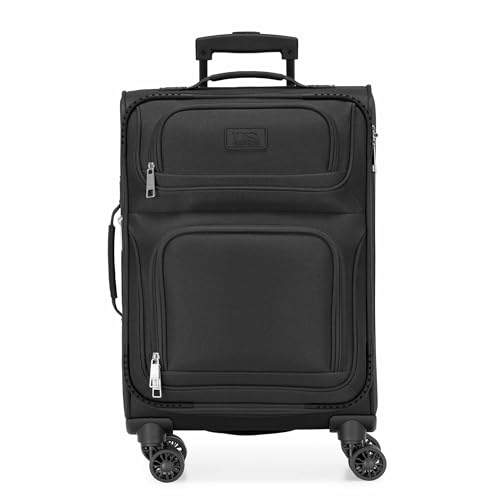 U.S. Traveler Rio Lightweight Softside Rolling Carry-on Suitcase, 4-Wheel Single, Black - color: Black, size: 22"