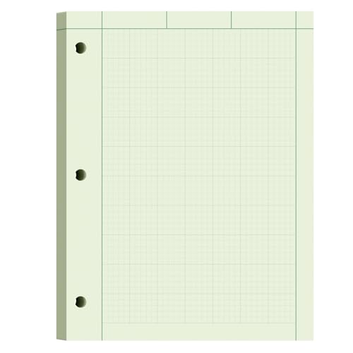 Engineering Paper 8.5 x 11, 100 Sheets Top Glue Binding Engineering Notebook, 5x5 Quad Ruled Graph Paper, 3-Hole Punched Engineering Computation Pad 8.5 x 11, Green Tint Engineering Paper Notebook - style: 1 Pack - 100 Sheets