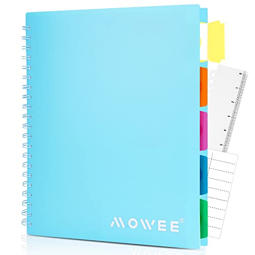 5-Subject Spiral Notebook, College Ruled, with Pocket & Tab Dividers | 200 Pages, 11" Ruler, 8.5"x11" Babyblue, Pocket Dividers with Tab Labels, for Writing Journal, Home, Office & School Supplies - color: 8.5*11Babyblue