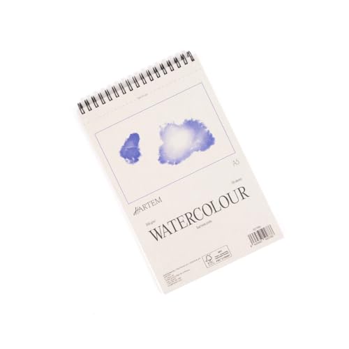 Hartem - Watercolor Paper | Wirebound Pad of 20 Sheets | 300g/m2 Weight | Size A5 (14,8 x 21 cm) - Artist Paper for Adults and Students - Watercolors, Mixed Media, Markers and Art Journaling - size: A5 (14,8 x 21 cm)