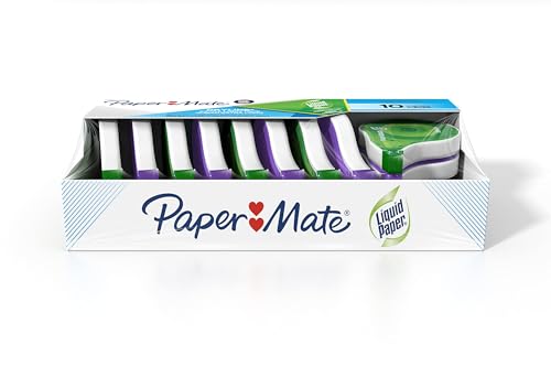 Paper Mate Liquid Paper DryLine Extra Long Tapes, Mess-Free, Assorted Colors, 10 Count - Home, Office, Teacher Supplies, College Essentials - size: 1 Count (Pack of 6)