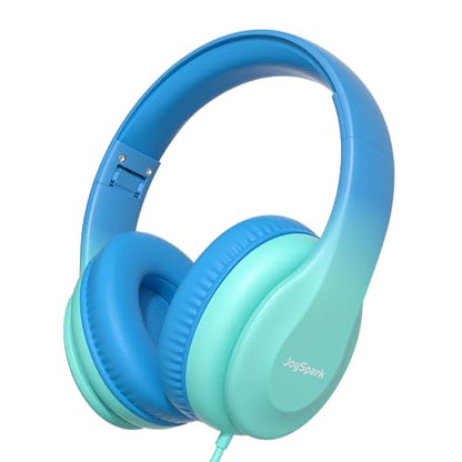 JoySpark Kids Headphones, Over-Ear Wired Headphones for Kids, 85dBA Volume Limited, Foldable Stereo Sound Toddler Headsets, 3.5mm Jack for School Entertainment, Gradient Blue - color: Gradient Blue