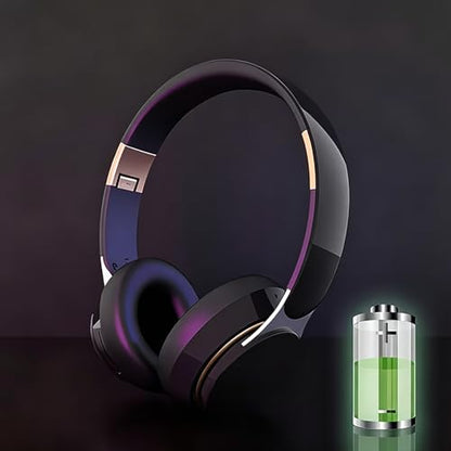 Wireless Bluetooth Headphones, Foldable Over-Ear Headphones with Microphone, Compatible with Phones, Laptops and Tablets, Suitable for School, Travel and Gaming (Black) - color: Black