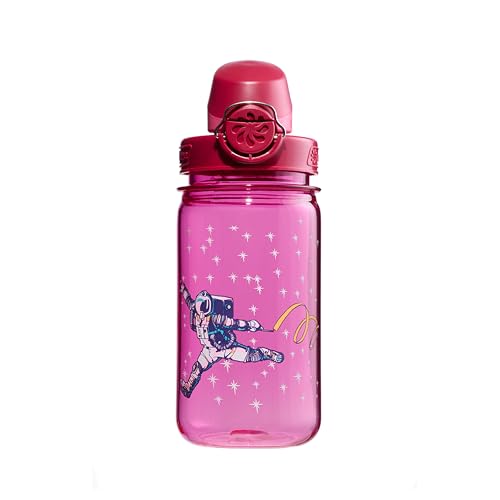 Nalgene Kids' 12 oz On The Fly Lock-Top Water Bottle, Pink Astronaut - color: Pink Astro, size: 12 Ounces