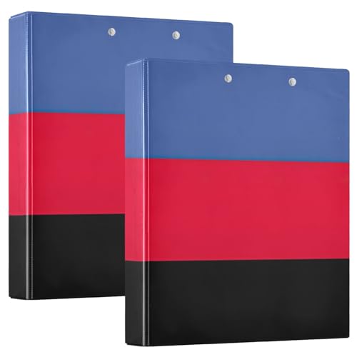 Polyamorous Pride Flag 1 and a Half Inch Binder 3 Ring Decorative Cute Three Ring Binder with Anti-Slip Metal Clip Versatile Binders for School Office Supplies, 2 Pack - color: Polyamorous Pride Flag, size: 2 Pack