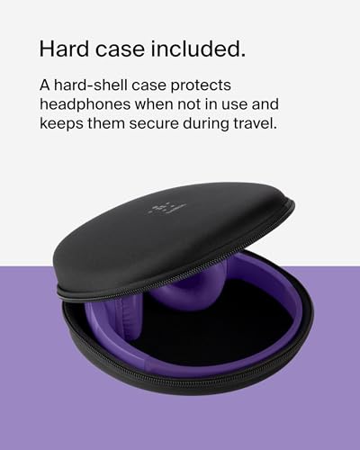 Belkin SoundForm Mini - Wireless Bluetooth Kids Headphones, 30H Battery, 85dB Safe Volume Limit, Built-in Microphone - Toddler On-Ear Earphones for iPhone, iPad - Ideal for School - Purple w/Case - color: Purple, style: Wireless (USB-C) + Case