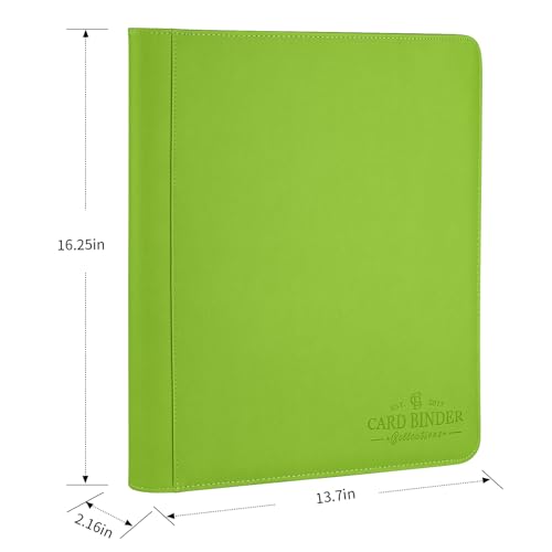 Toploader Binder,Toploader Hard Cases, 9-Pocket Pages Sleeves Hold up 288 Cards.Toploader Card Binder with Sleeves for “3×4” rigid，Card Holder(Grass Green) - color: Grass Green, size: 9 Pocket 288 Toploader