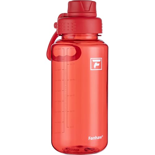 Fanhaw 32 oz Clear BPA-Free Tritan Water Bottle with Fast-Flow Spout Lid, BPA-Free & Leak-Proof Wide-Mouth Reusable Bottle for Gym, School & Office, Back to School Essentials (Red) - color: Red, style: 32 Ounces