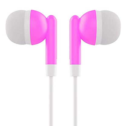 Maeline Bulk Earbuds with 3.5 mm Headphone Plug - 10 Pack - Pink - color: Pink, size: 10 Pack