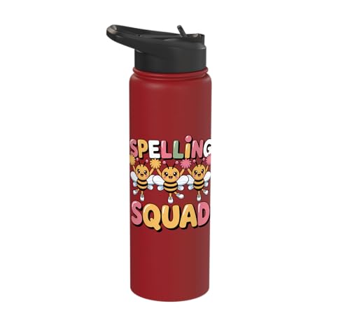 Spelling Squad Teacher Student Coach Classroom Stainless Steel Insulated Water Bottle - color: Red