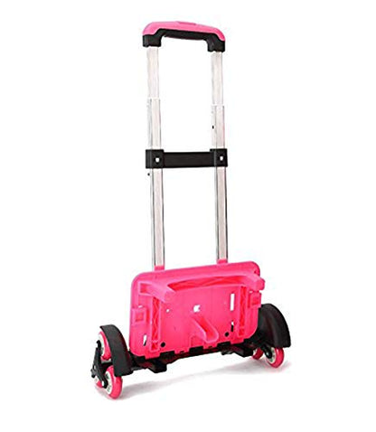 Backpack Hand Truck Wheeled Cart Trolley Hand Aluminium Alloy | Folding Trolley Cart for Schoolbag / Backpack (Pink with Six Wheels) - color: Pink With Six Wheels
