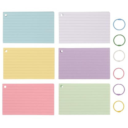 Cabilock Multi-purpose Blank Note Cards with Binder Ring Lined Index Cards Flash Cards Blank for English Learning and Memory Improvement