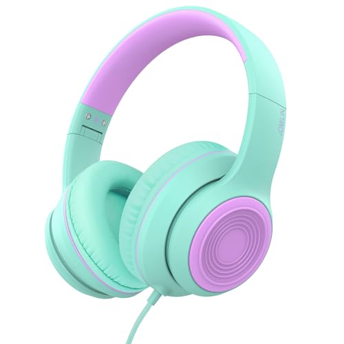 JOMILIN A8 Wired Over-Ear Headphones with Microphone, Lightweight Folding Portable Headset with 1.5M No-Tangle Cord, 3.5mm Plug in Headphones for Smartphone Tablet Computer MP3 / 4 (Green) - color: Green