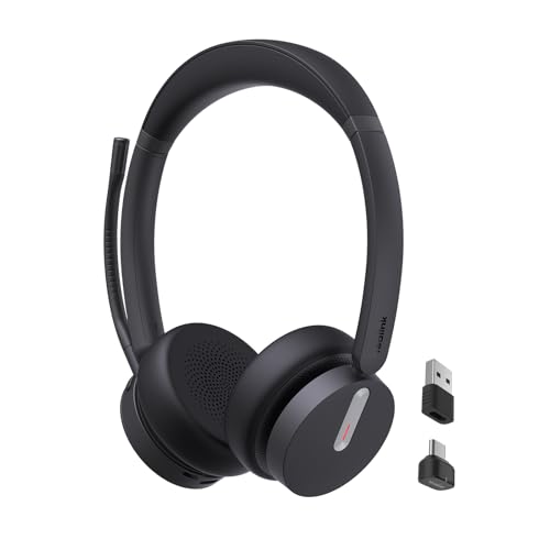 Yealink BH70 Dual Wireless Headset with Mic for Work, Bluetooth Headphone with Teams Certification, up to 35h Talk Time, 147g All-Day Wearing Comfort, Perfect for Open Office Home Hybrid Work - color: Black Teams, style: Dual (Type-C/A)