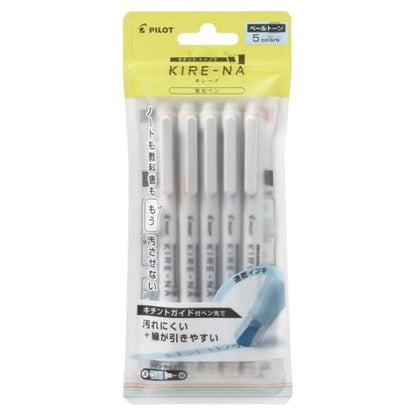 PILOT KIRE-NA Highlighter Set, Pastel 5 Colors, Chisel and Fine Tip, Quick-Dry Pigment Ink, SKIW-1-5C2 - color: Set of 5 pails