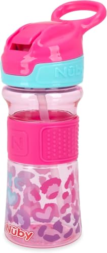 Nuby Thirsty Kids Flip-It No-Spill Toddler Sippy Cup with Soft Spout - 12 oz - 18+ Months - Pink Leopard - Back to School Essentials (Pack of 12) - color: Pink Leopard, size: 12 Ounces (Pack of 12)